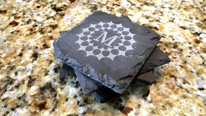 Set of 8 Stars Monogram Engraved Slate Coasters 4" x 4" Monogram Slate Coaster Hailey Home 