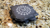 Set of 8 Stars Monogram Engraved Slate Coasters 4" x 4" Monogram Slate Coaster Hailey Home 