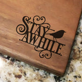 Stay a While - Engraved Walnut Cutting Board (11" x 16") Cutting Board Hailey Home 