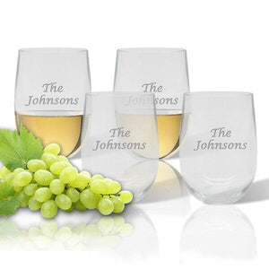 Stemless Wine Tumbler (Set of 4) (Tritan Unbreakable)-PERSONALIZED Glassware Hailey Home 