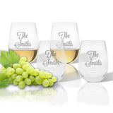 Stemless Wine Tumbler (Set of 4) (Tritan Unbreakable)-PERSONALIZED Glassware Hailey Home 