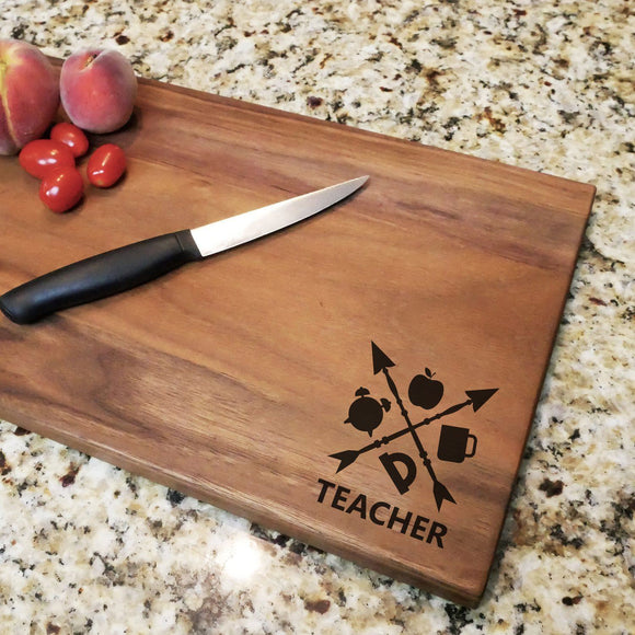 Teacher Crossed Arrows - Walnut Cutting Board (11