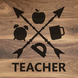 Teacher Crossed Arrows - Walnut Cutting Board (11" x 16") Cutting Board Hailey Home 