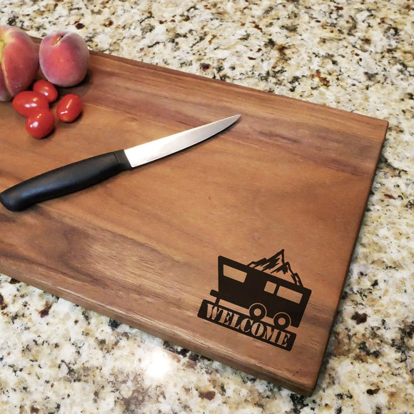 Welcome Camper - Engraved Walnut Cutting Board (11