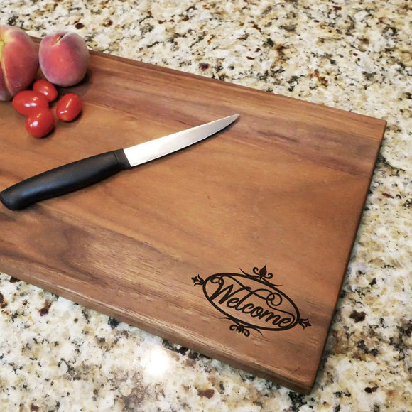 Welcome Decorative - Engraved Walnut Cutting Board (11