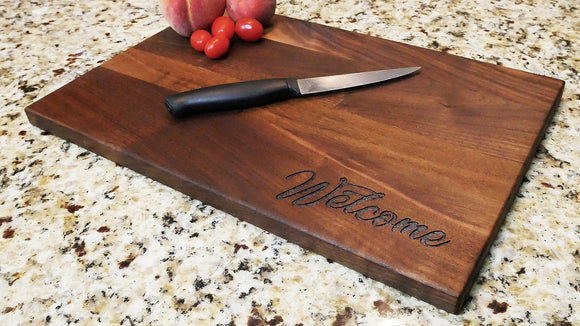 Welcome - Engraved Walnut Cutting Board (11