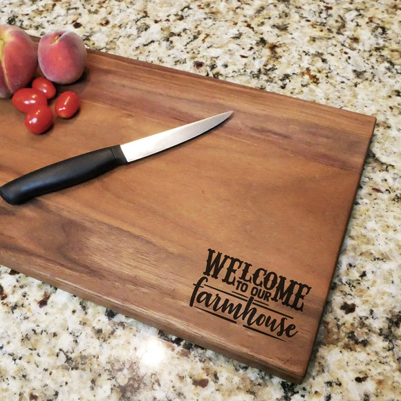 Welcome To Our Farmhouse - Engraved Walnut Cutting Board (11