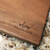 Welcome To Our Home Cursive - Engraved Walnut Cutting Board (11" x 16") Cutting Board Hailey Home 