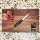 Wife Mom Boss - Engraved Walnut Cutting Board (11" x 16") Cutting Board Hailey Home 