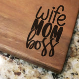 Wife Mom Boss - Engraved Walnut Cutting Board (11" x 16") Cutting Board Hailey Home 